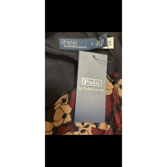 Polo Ralph Lauren Georgette Tie-Neck One-Shoulder Blouse 4 Chiffon Chic Floral - Picture 3 of 13